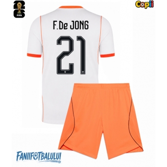 Țările de Jos Frenkie de Jong #21 Echipament de Fotbal Replică Mondial 2026 Copii Deplasare (+ Șorturi)